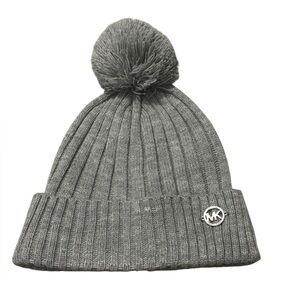 Michael Kors Charcoal Knit Beanie with Pom